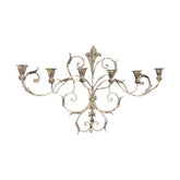 Shabby Chic stílusú, óriás, 82 cm hosszú, 6 ágú, falra szerelhető patinás "Antoinette" gyertyatartó